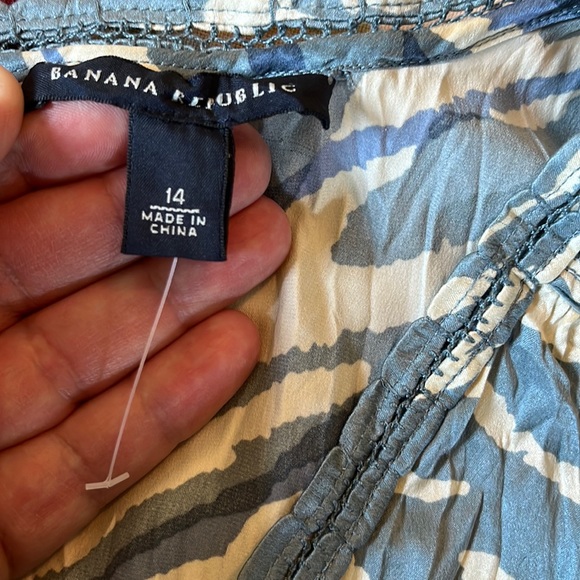 BANANA REPUBLIC Size 14 100% Crinkle Silk Ocean Beach Waves Tankdress $149 NEW - Picture 10 of 16